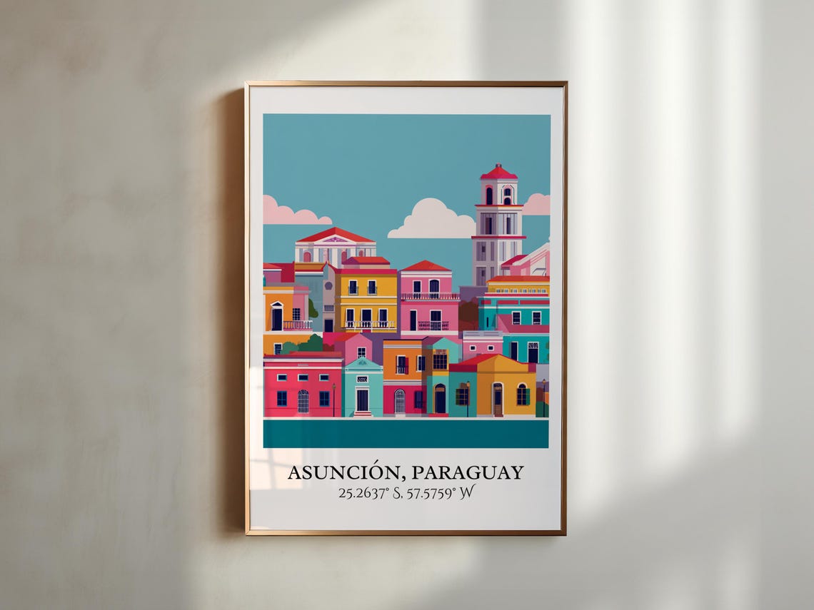 Asuncin Art Retro Travel Paraguay Home Decor Gift Prints Housewarming - Image 5