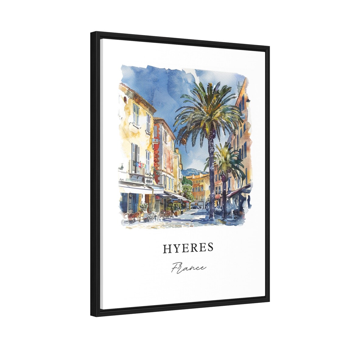 Hyeres France Mediterranean Old Town Palms Watercolor Travel Poster - Image 2