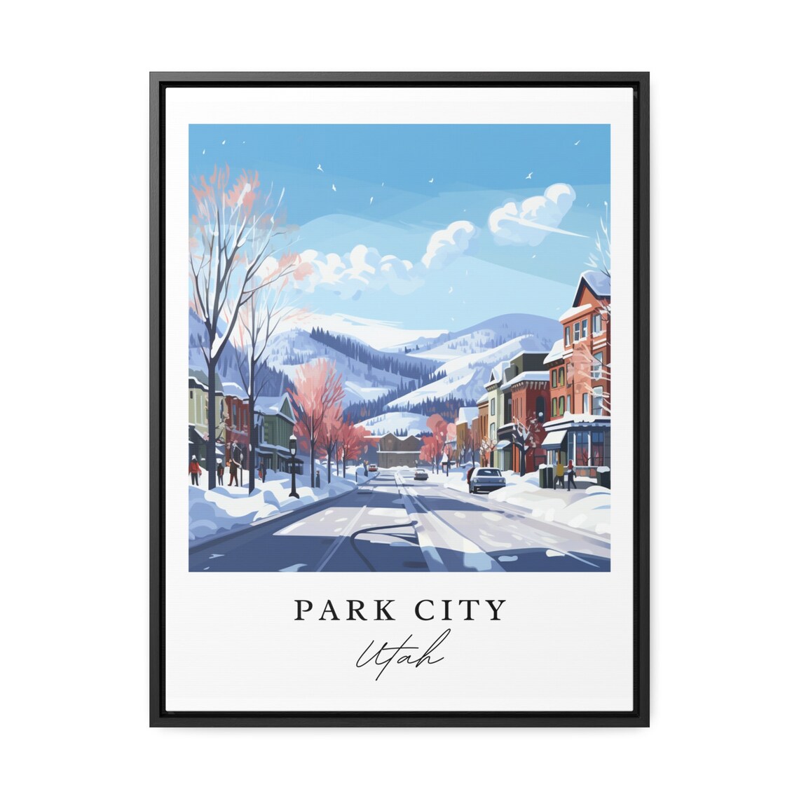 Park City Utah Snowy Main Street Winter Ski Resort Travel Poster - Image 2