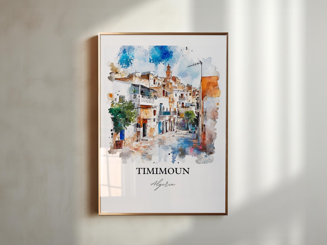 Timimoun Algeria Saharan Old Town Street Watercolor Travel Poster - Image 3
