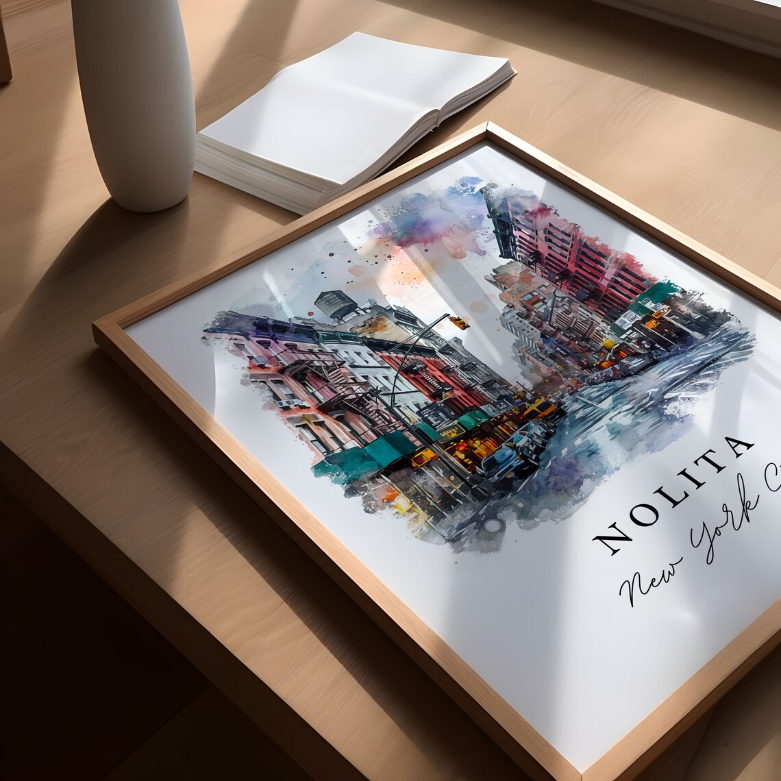 Nolita New York City Street Watercolor Manhattan Travel Poster - Image 5