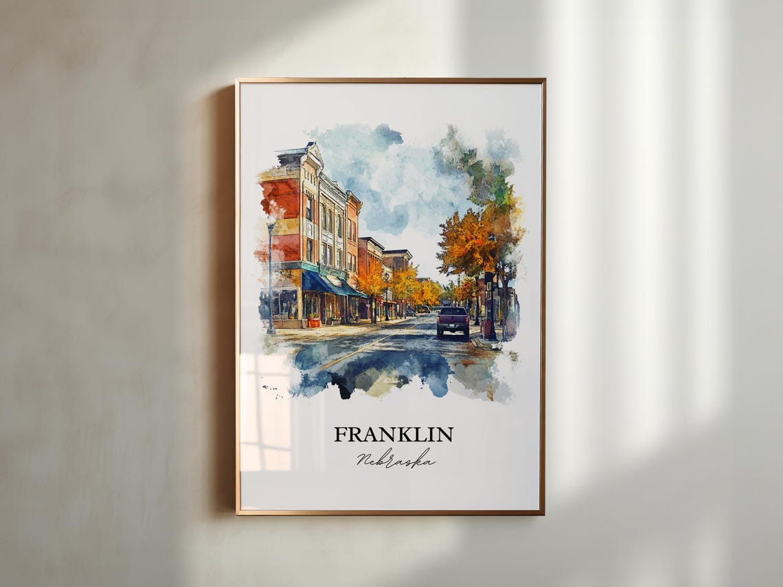 Franklin Nebraska Historic Street Watercolor Travel Gift Poster - Image 4