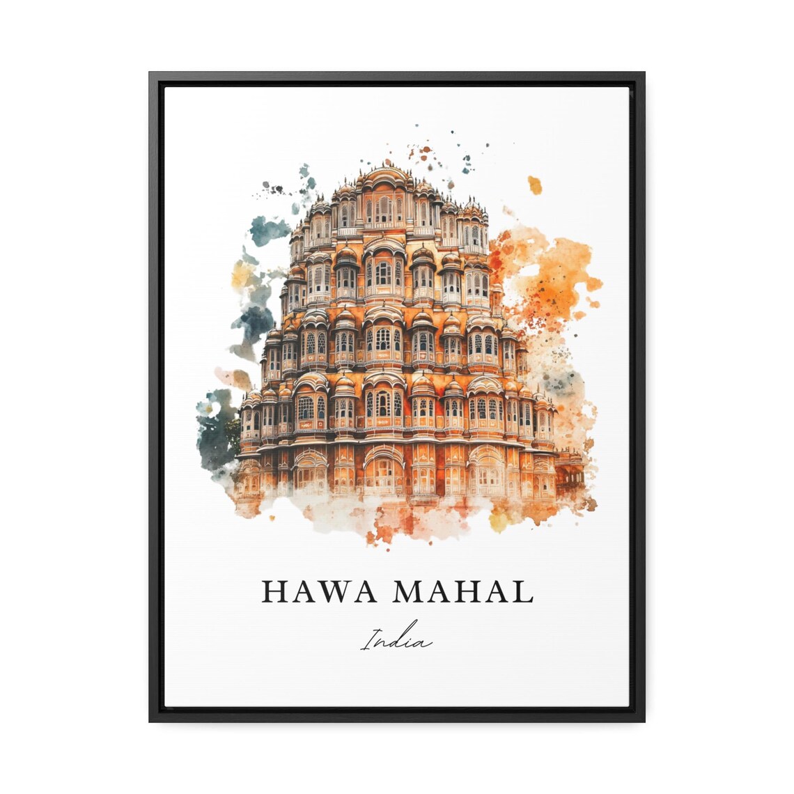 Hawa Mahal India Jaipur Pink Palace Watercolor Landmark Travel Poster - Image 2
