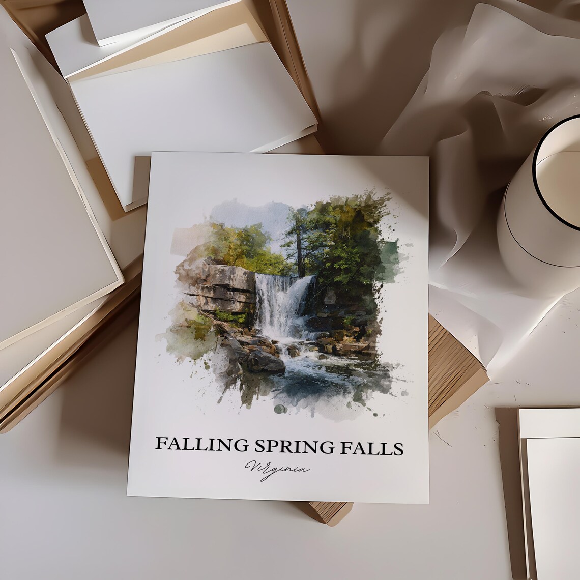 Falling Spring Falls Virginia Alleghany County Waterfall Travel Poster - Image 4