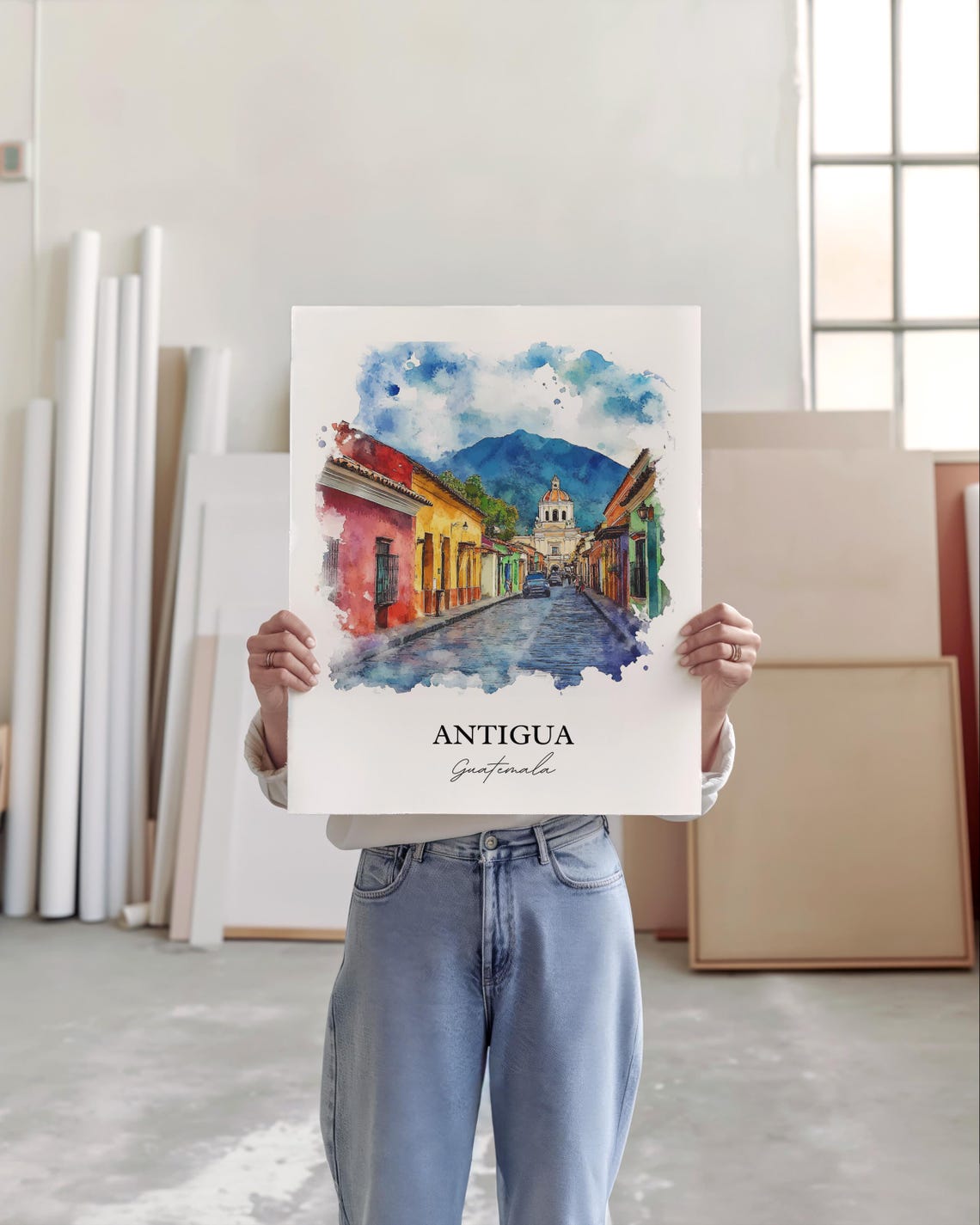 Antigua Guatemala Wall Art La Print Watercolor Gift Travel Poster Housewarming - Image 5