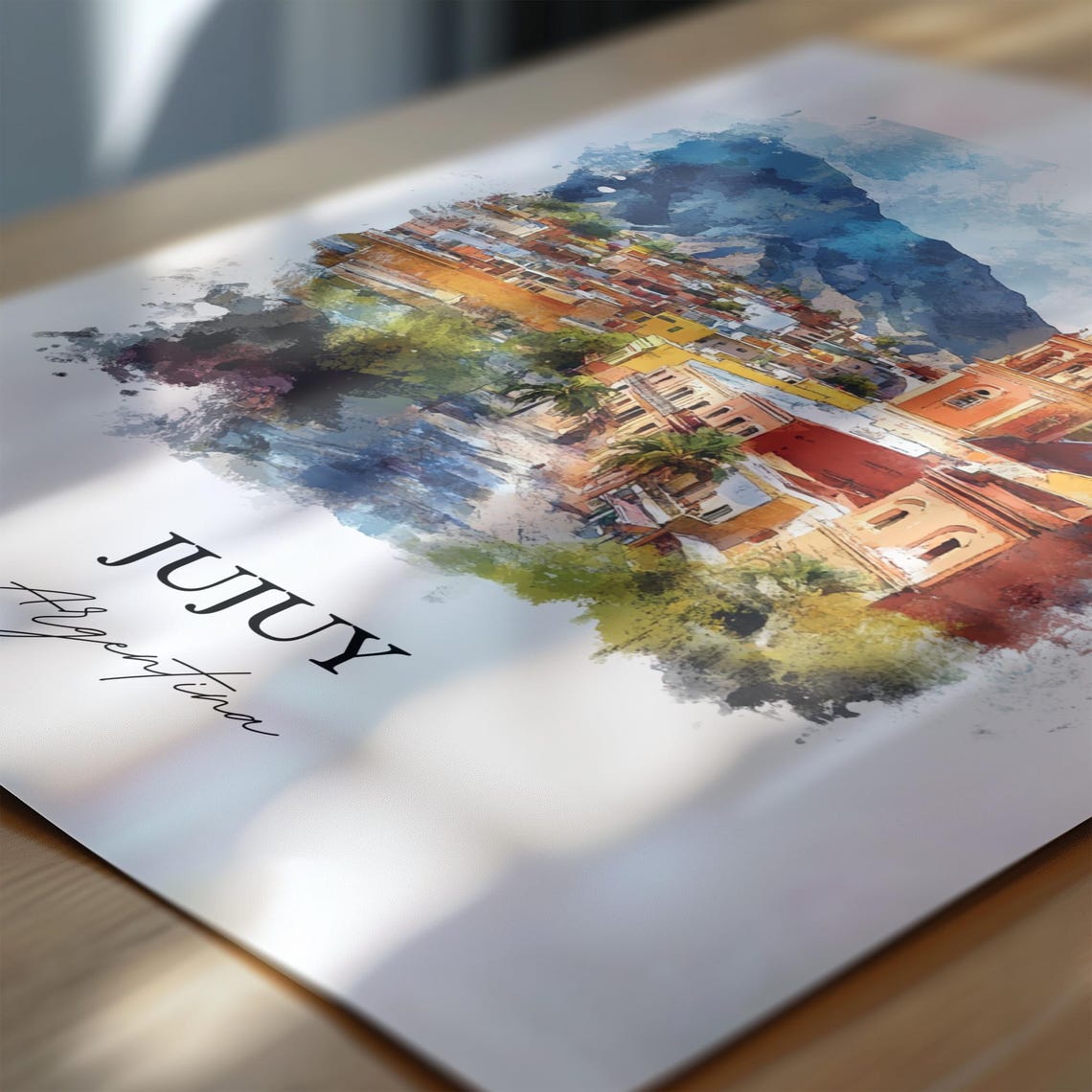 Jujuy Argentina Colonial City Watercolor Mountain Scene Poster - Image 5