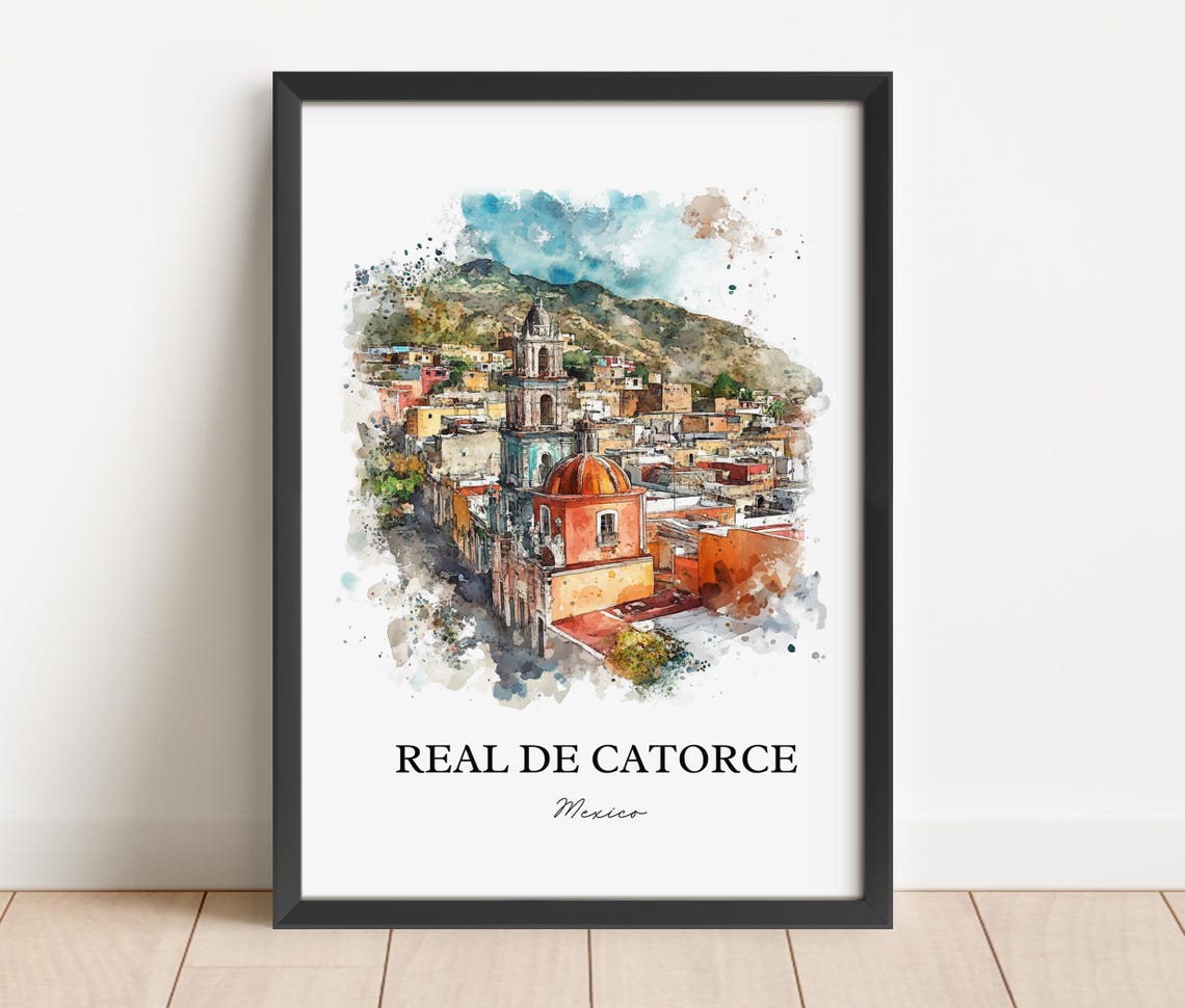 Real De Catorce Wall Art San Luis Potos Print Mexico Watercolor Mx Gift Travel Poster Housewarming - Image 2