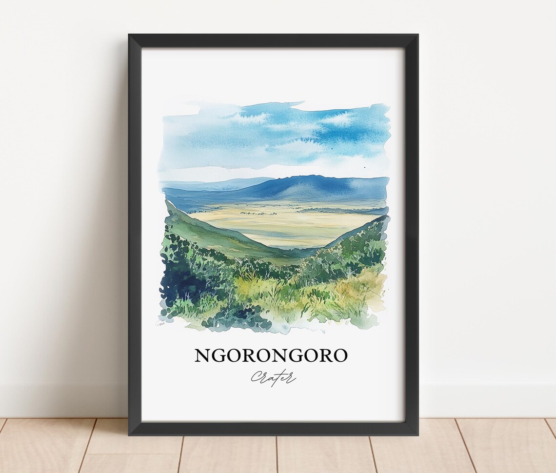 Ngorongoro Crater Watercolor Travel Poster - Image 3