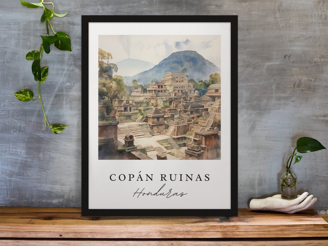 Copan Ruinas Honduras Travel Poster, Custom Text - Image 3