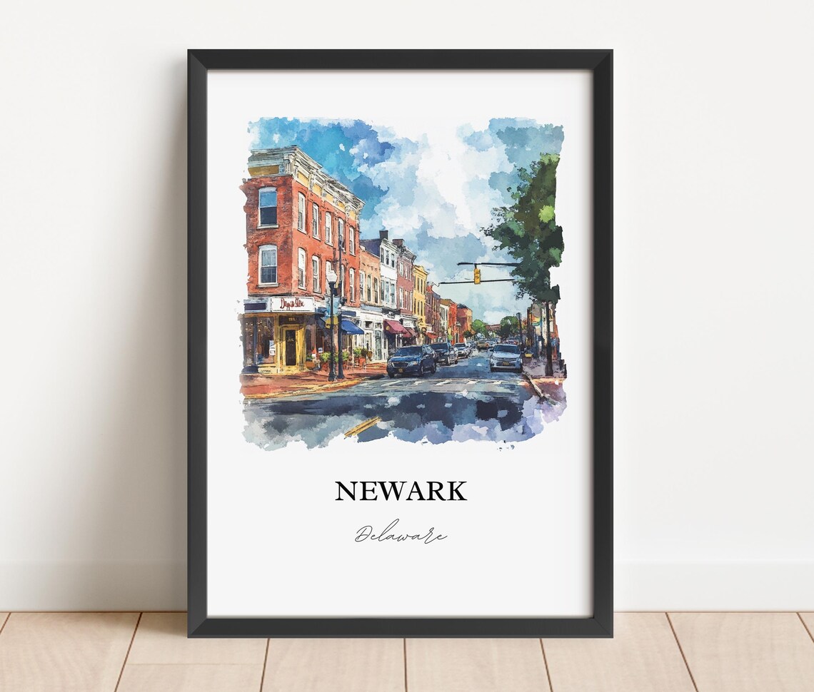 Newark Delaware Watercolor Travel Poster, UDel - Image 2