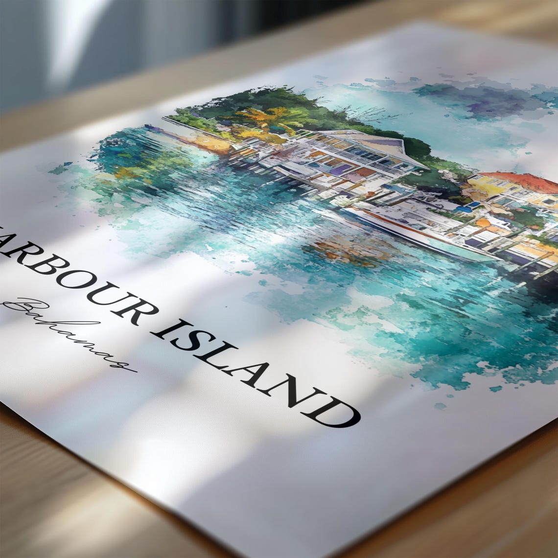 Harbour Island Wall Art Print Bahamas Watercolor Gift Travel Poster Housewarming - Image 6