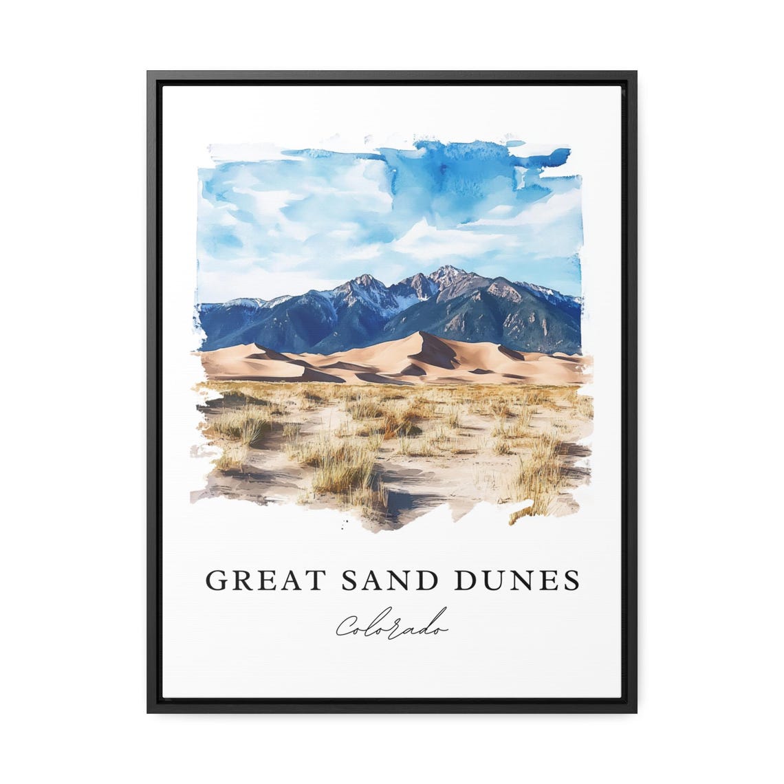 Great Sand Dunes Colorado National Park Watercolor Travel Poster - Image 2