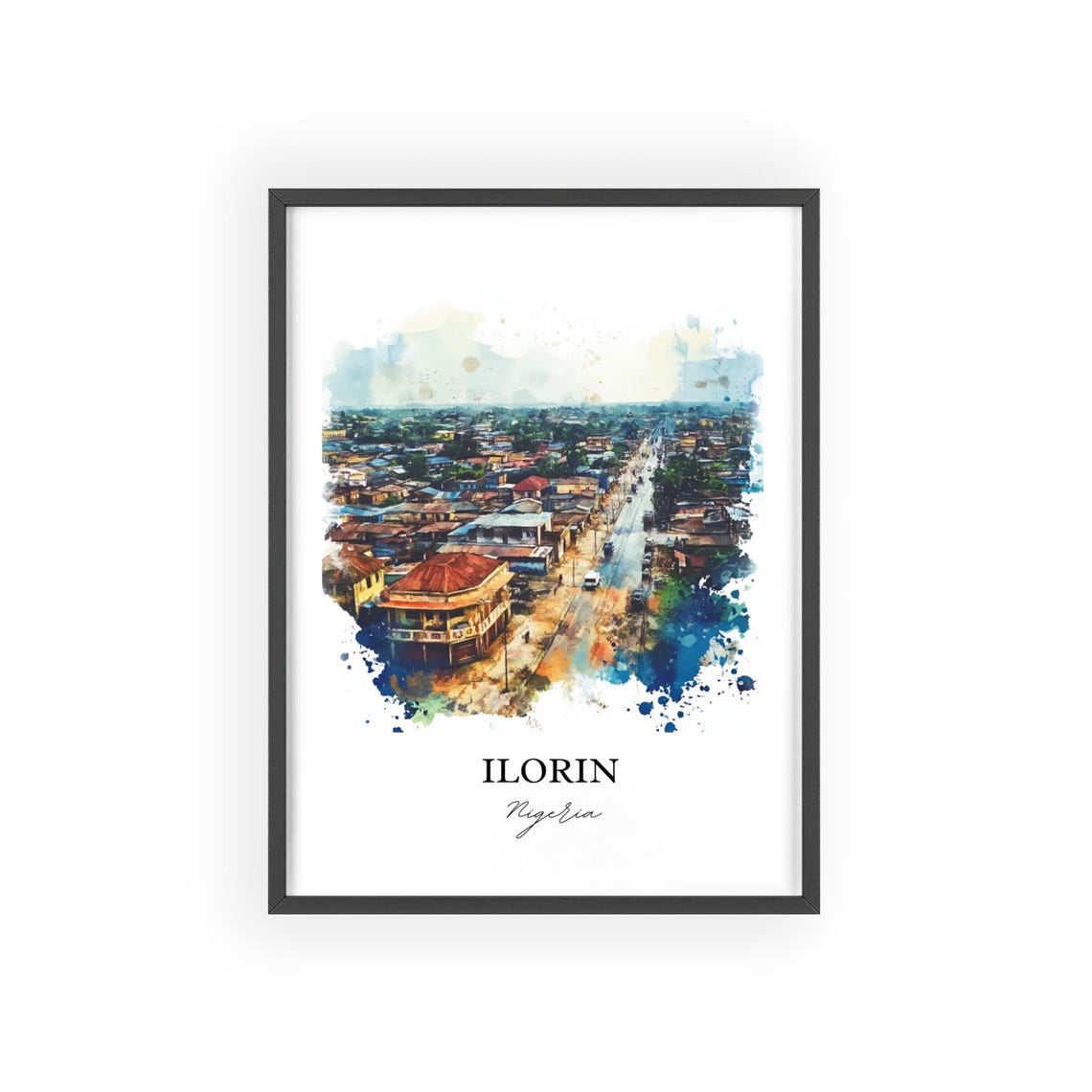 Ilorin Nigeria Watercolor Cityscape African Street Art Poster - Image 2
