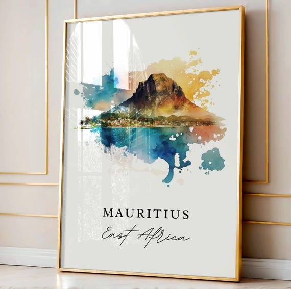 Mauritius Wall Art East Africa Poster Wedding Gift Eastern Present Custom Text Personalized