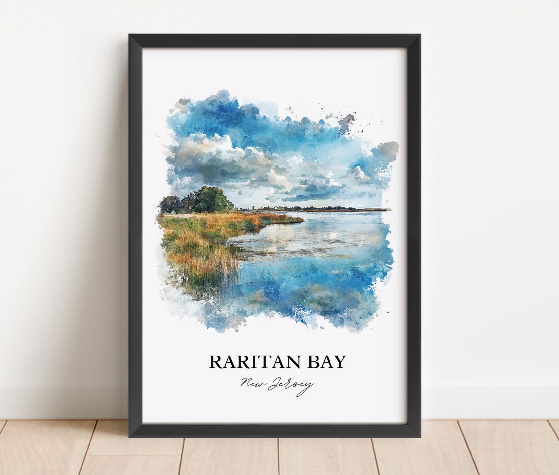 Raritan Bay New Jersey Marsh Waterfront Watercolor Coast Poster - Image 2