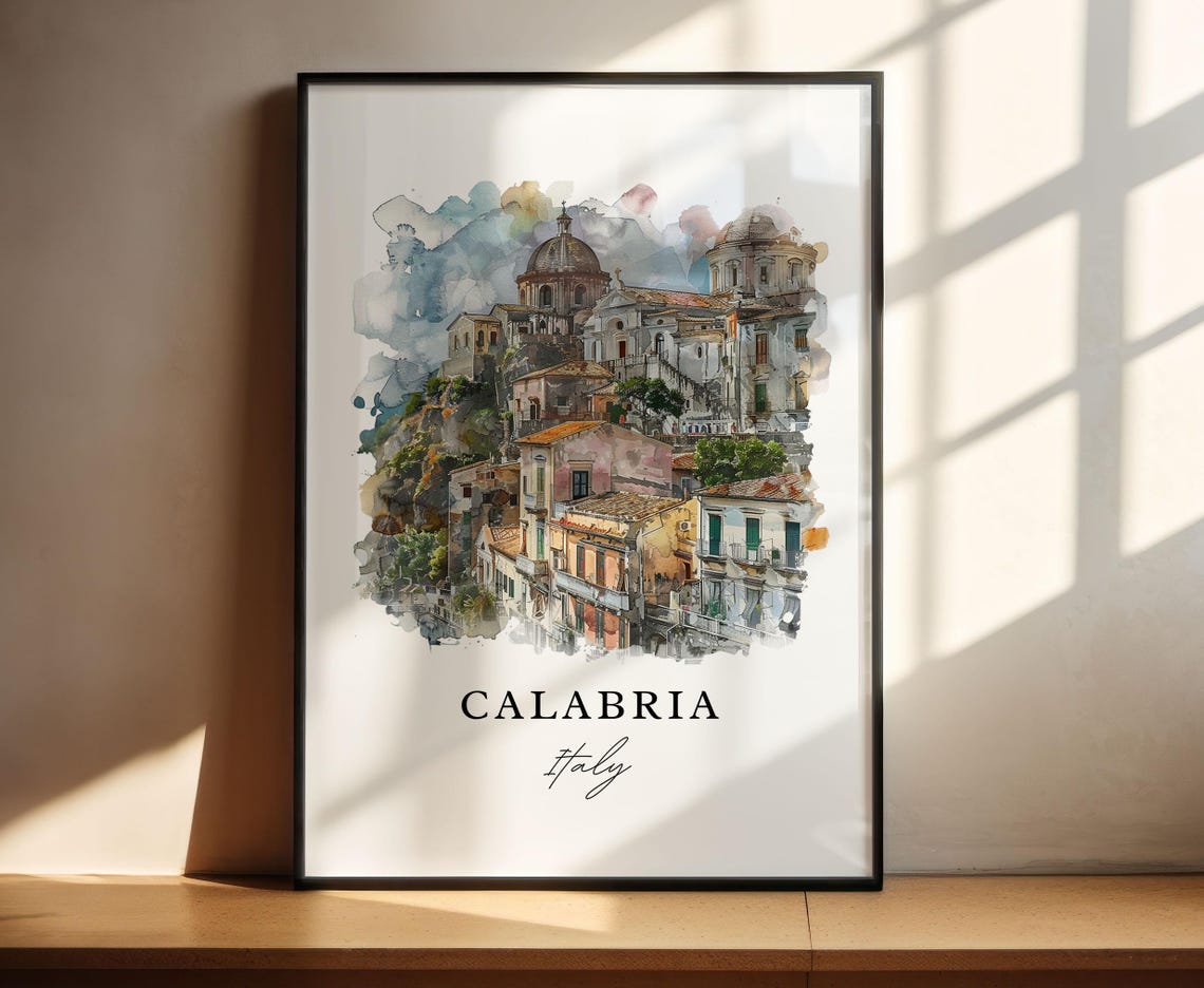 Calabria Italy Watercolor Travel Poster, Housewarming - Image 3