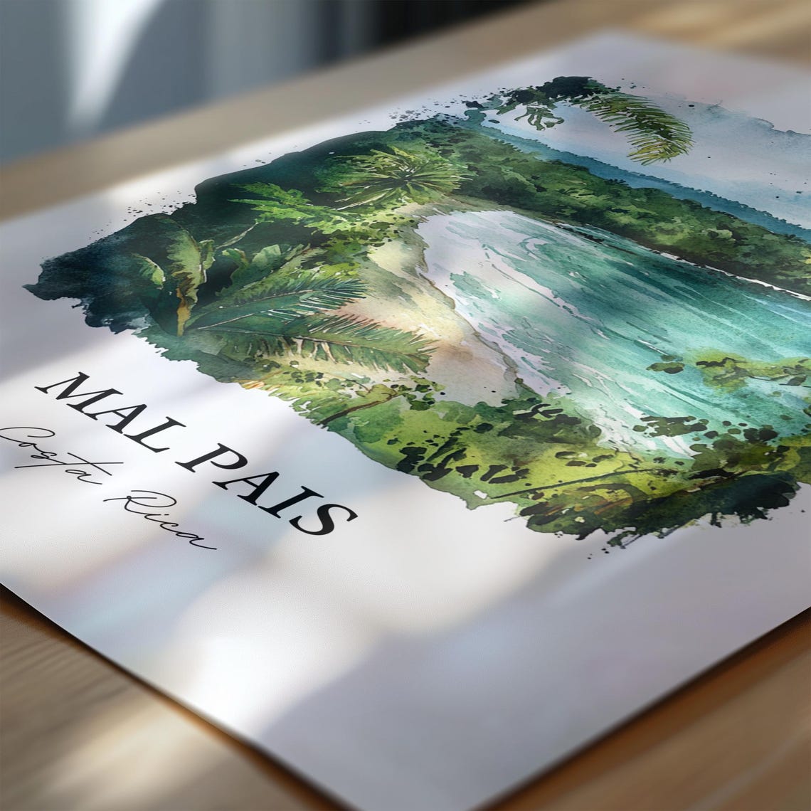 Mal Pais Costa Rica Hidden Jungle Cove Beach Watercolor Poster - Image 6
