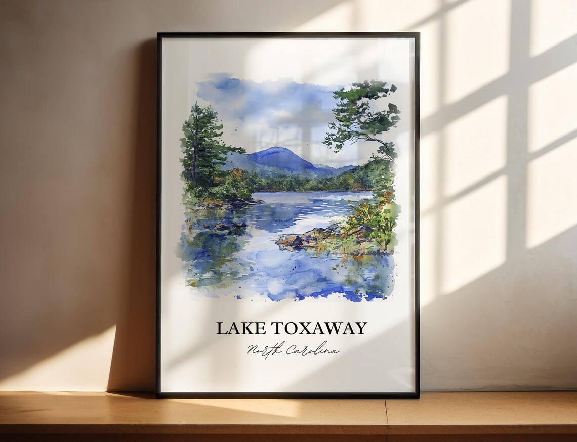 Lake Toxaway North Carolina Pine Mountain Lake Watercolor Poster
