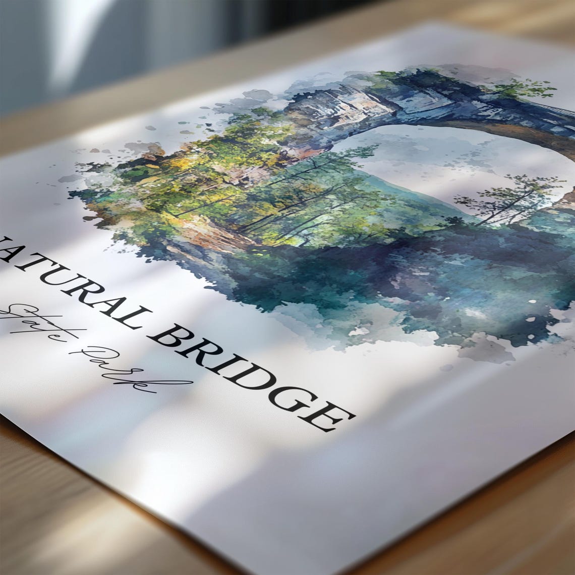 Natural Bridge State Park Virginia Stone Arch Watercolor Poster - Image 6