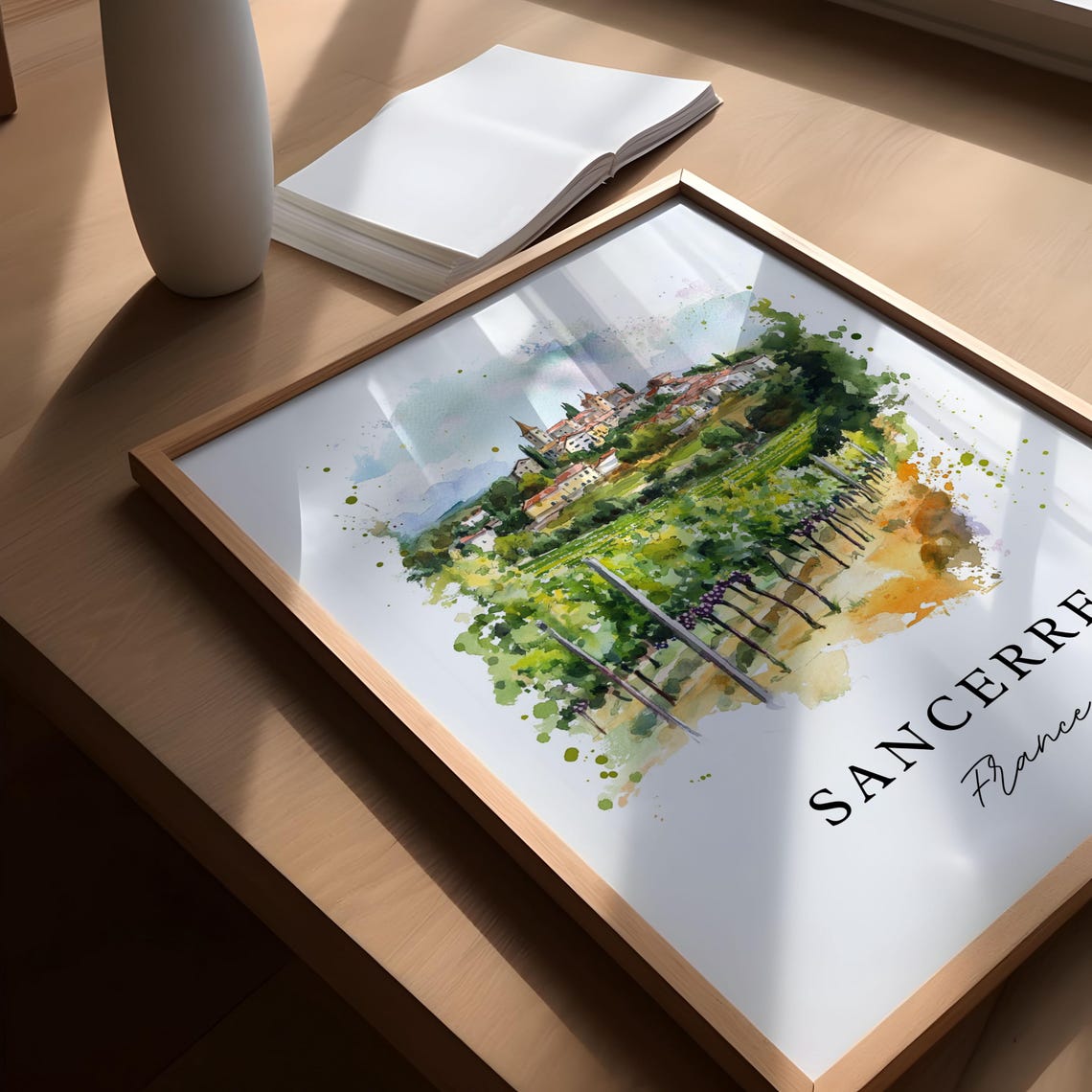 Sancerre France Watercolor Travel Poster, Wine Region - Image 5