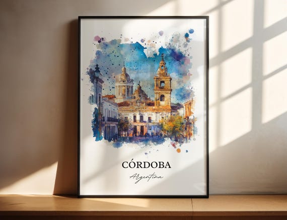 Crdoba Argentina Wall Art Print Watercolor Gift Travel Poster Housewarming