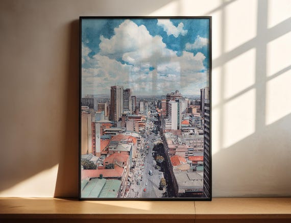 Johannesburg Watercolor Art Travel Print South Africa Artwork Decor Sa Wall