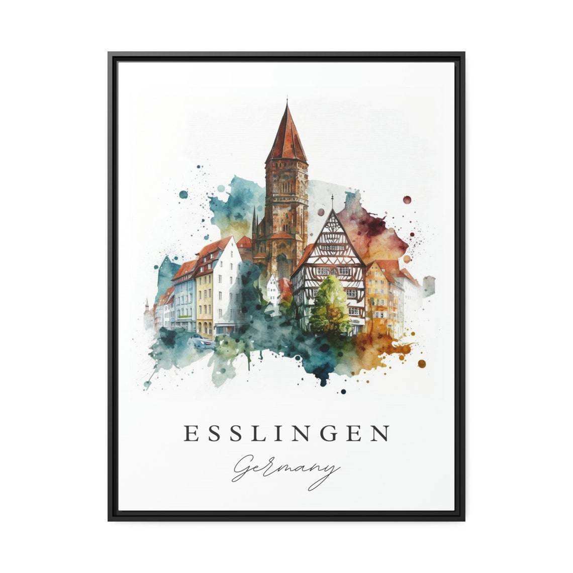 Esslingen Traditional Travel Poster, Custom Text - Image 2