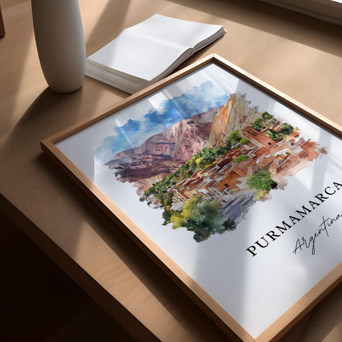 Purmamarca Argentina Red Mountains Old Town Watercolor Travel Poster - Image 5