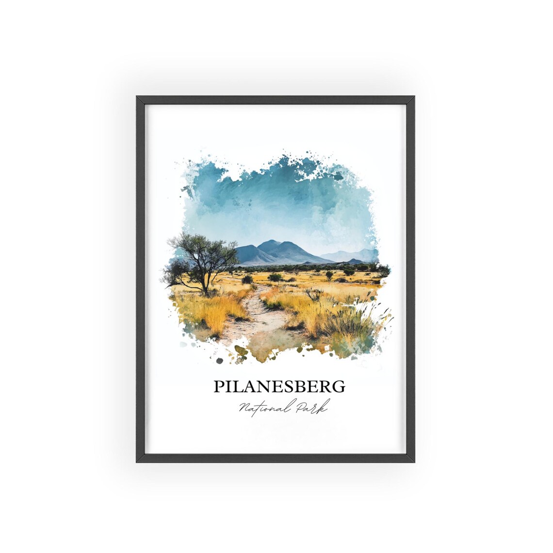 Pilanesberg National Park Savanna Trail Watercolor Travel Poster