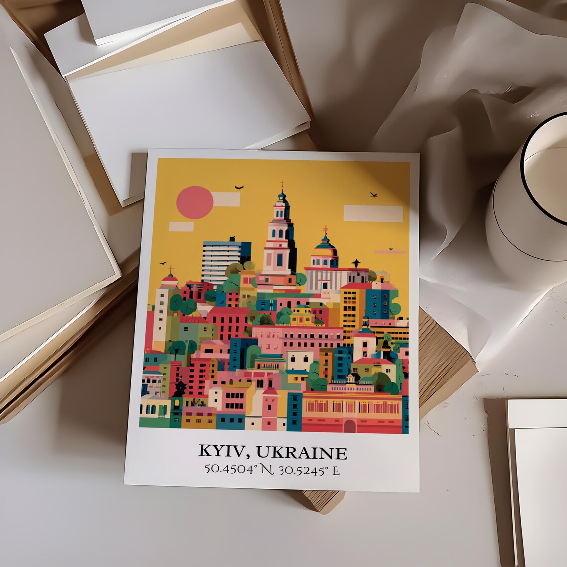 Kyiv Ukraine Golden Domes Bell Tower Retro Travel Art Poster - Image 5