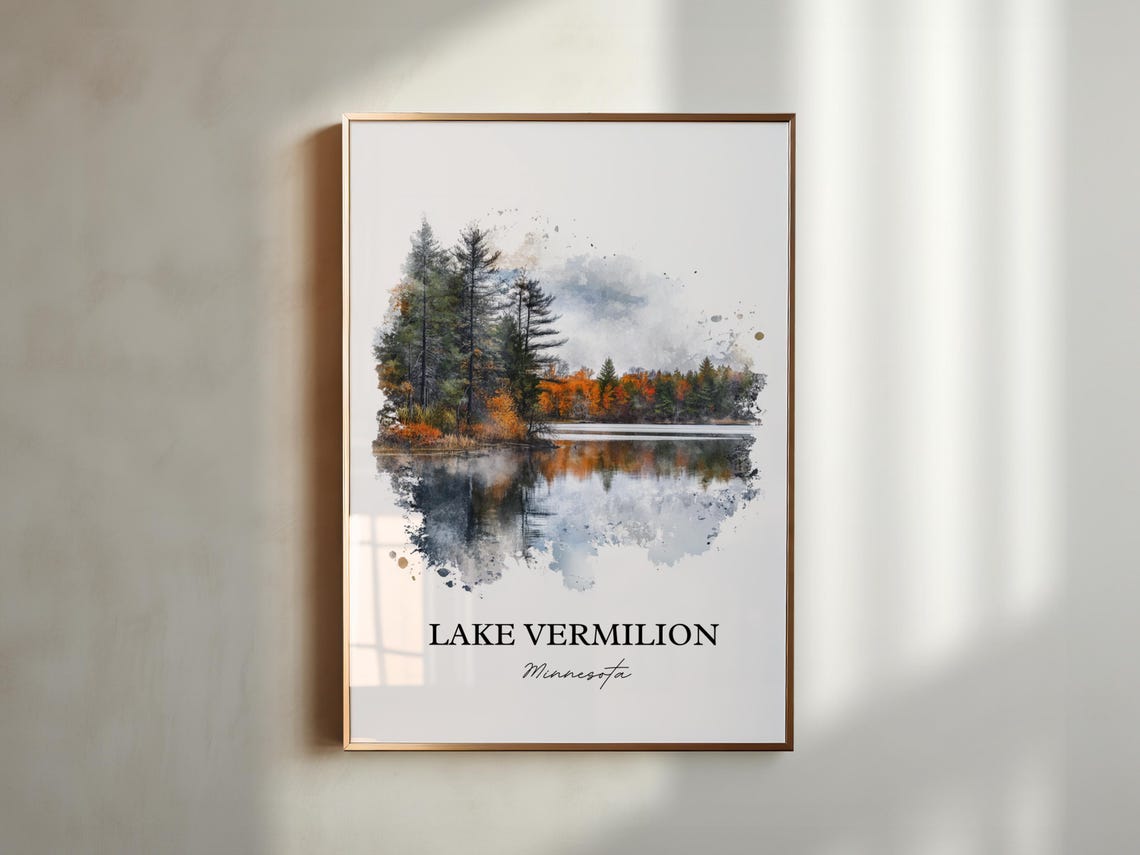 Lake Vermilion Minnesota Misty Autumn Pine Reflection Poster - Image 5