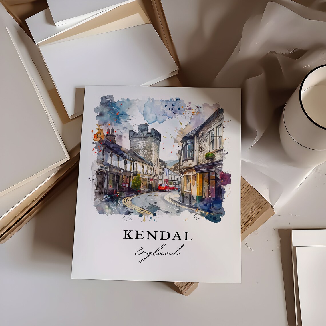 Kendal England Watercolor Market Town Street Lake District Poster - Image 6