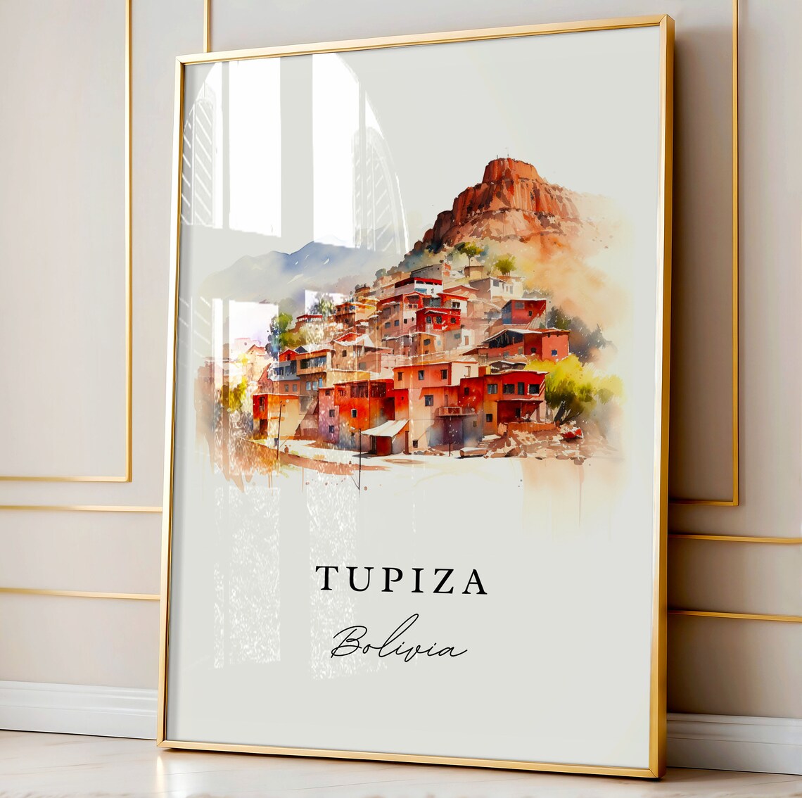 Tupiza Bolivia Red Rock Canyon Desert Town Watercolor Poster - Image 5