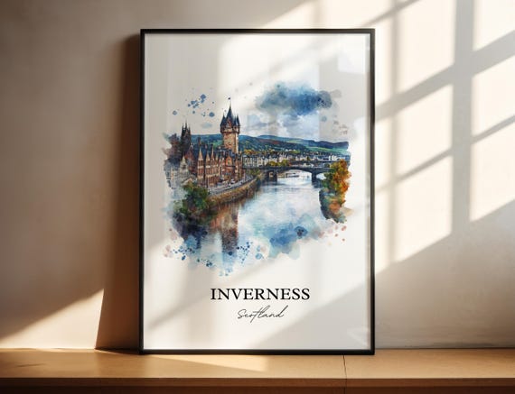 Inverness Scotland Watercolor Travel Poster