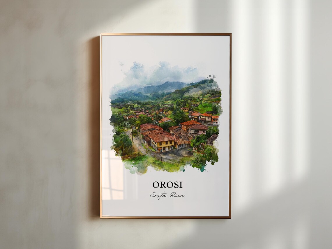 Orosi Costa Rica Green Valley Village Watercolor Travel Poster - Image 5