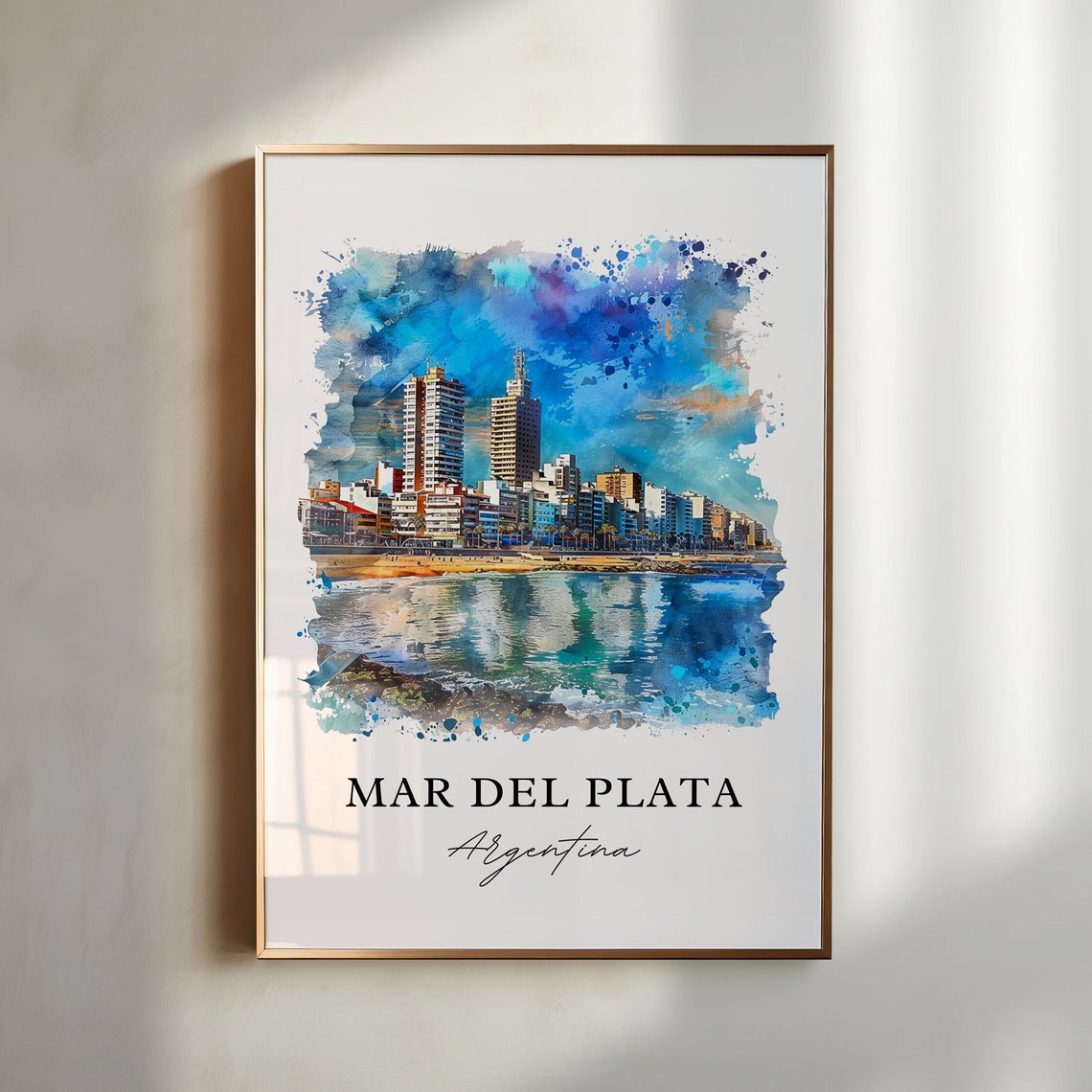 Mar Del Plata Art Argentina Print Punta Mogotes Watercolor Gift Travel Poster Housewarming