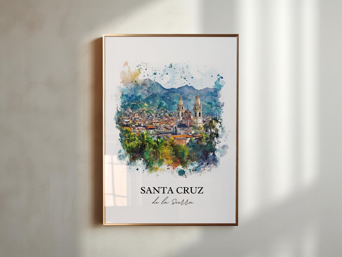 Santa Cruz De La Sierra Watercolor Cathedral City Travel Poster - Image 4