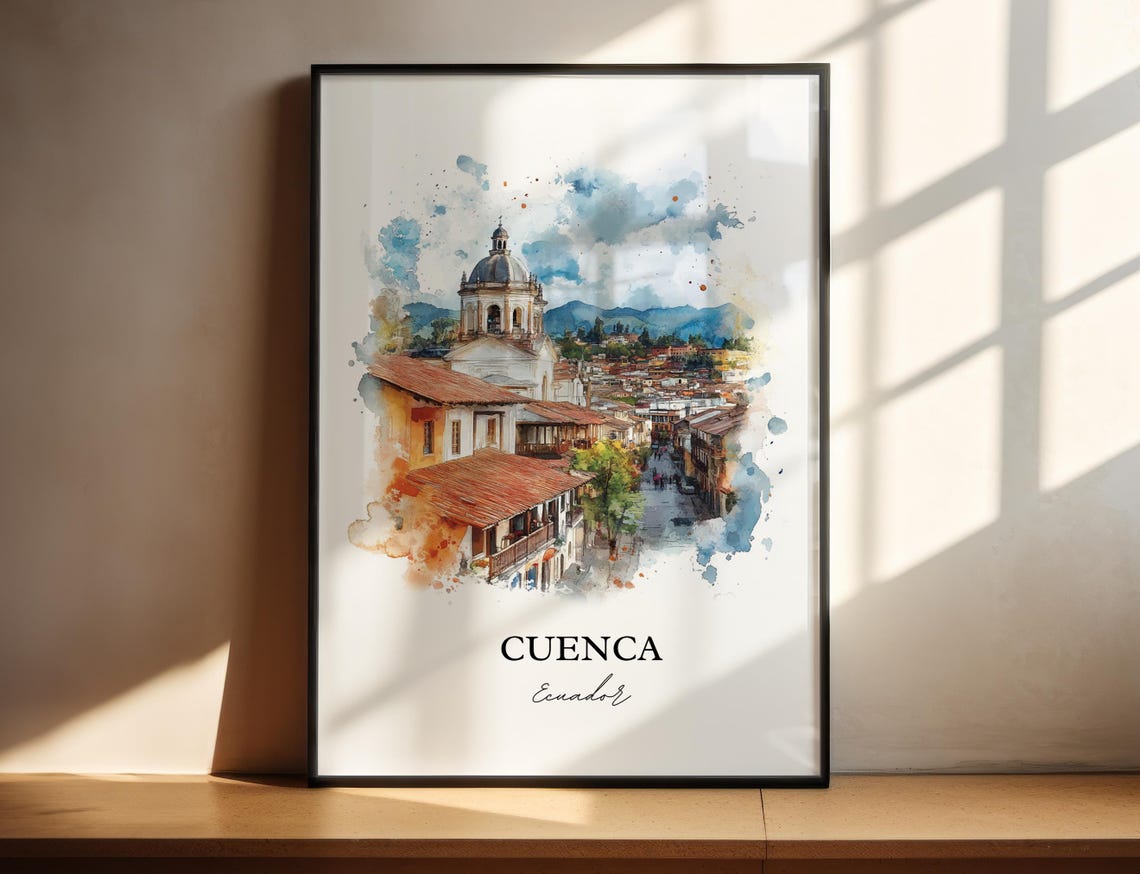 Cuenca Ecuador Wall Art Print Watercolor Gift Travel Poster Housewarming
