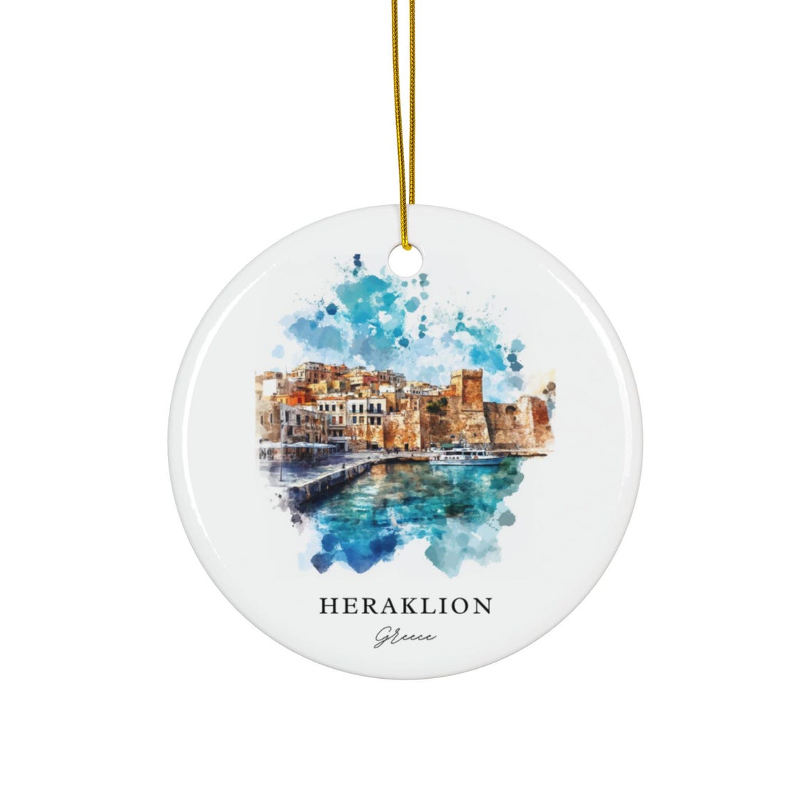 Heraklion Greece Watercolor Venetian Harbor Fortress Crete Poster