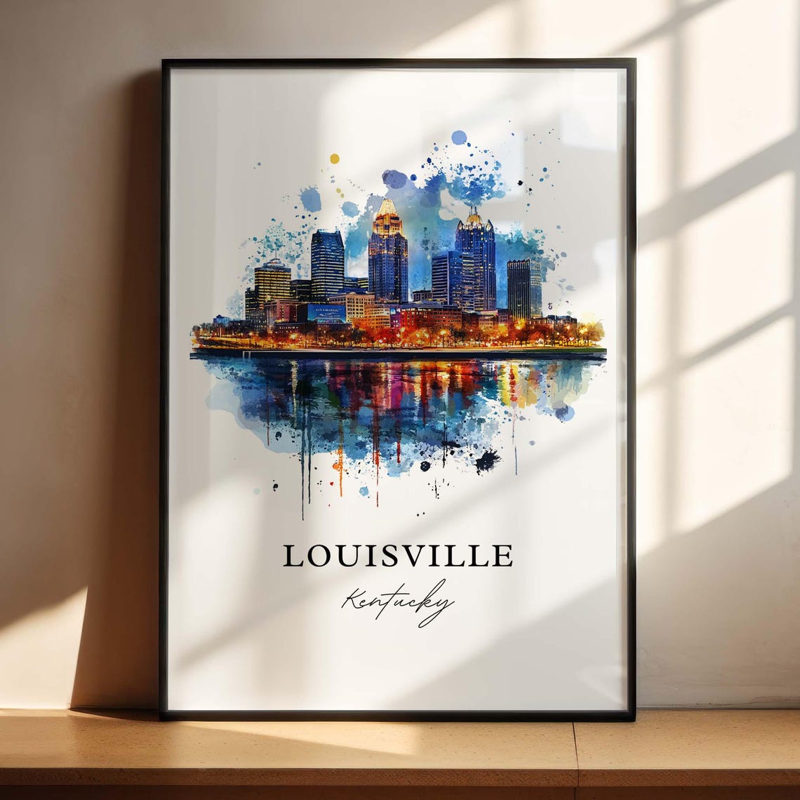 Louisville KY Watercolor Skyline Travel Poster - Image 4