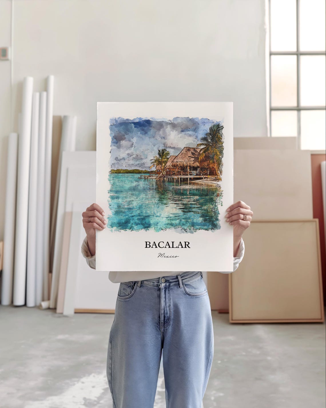 Bacalar Mexico Wall Art Lake Print Watercolor Gift Travel Poster Housewarming - Image 3