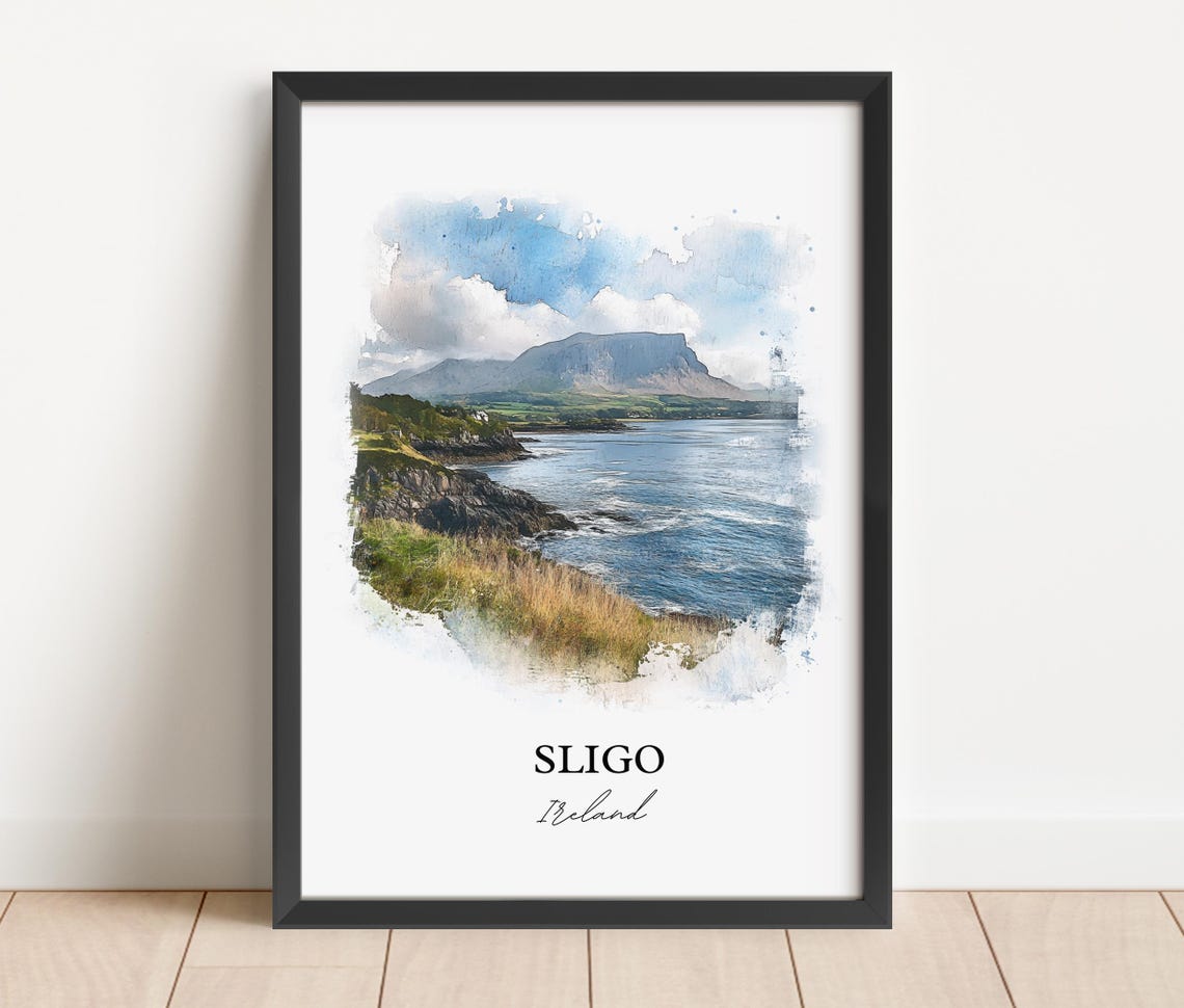 Sligo Ireland Atlantic Coast Watercolor Mountain Landscape Art Poster - Image 2