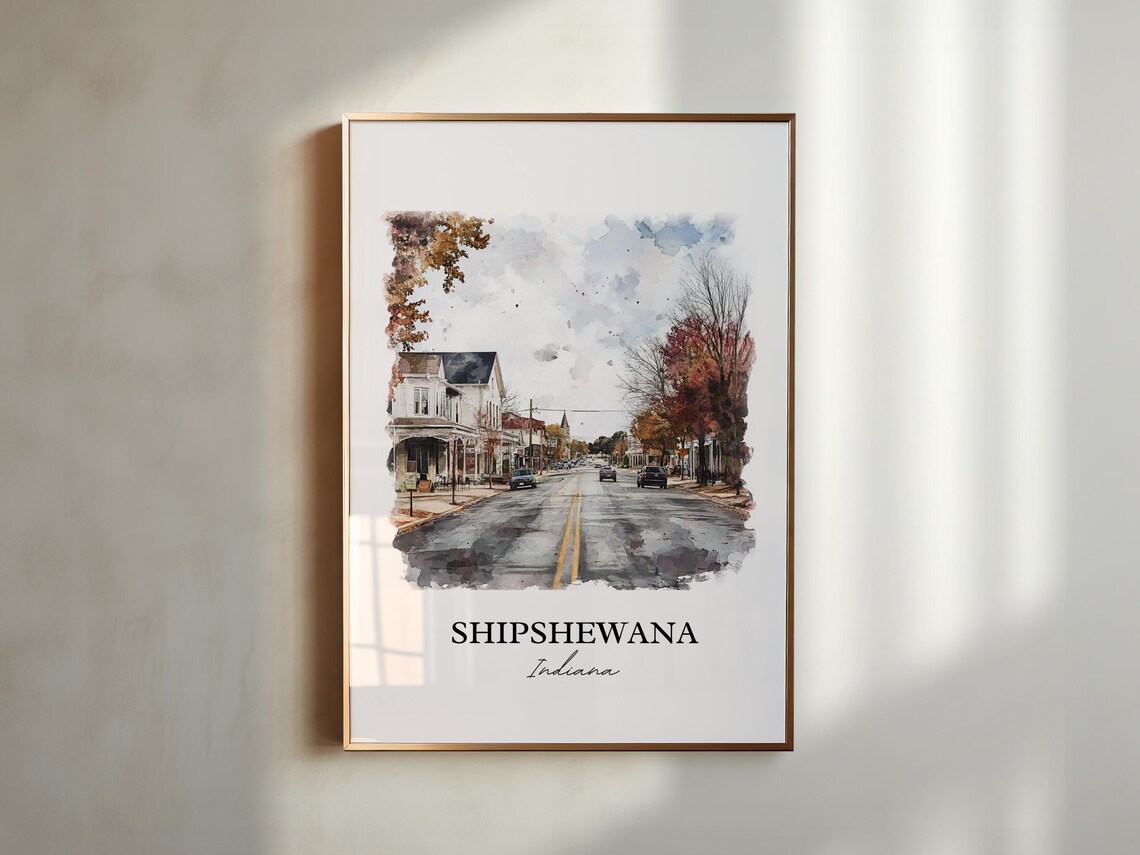 Shipshewana Indiana Main Street Autumn Watercolor Travel Gift Poster - Image 4