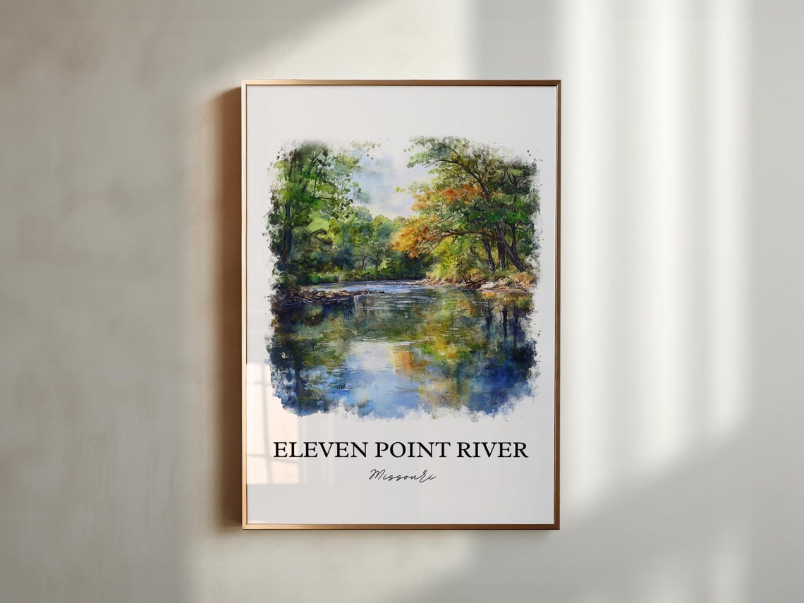 Eleven Point River Missouri Autumn Forest Watercolor River Poster - Image 5