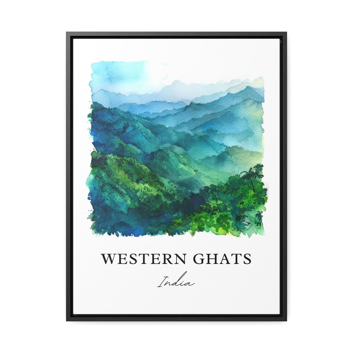 Western Ghats India Emerald Mountain Ridges Watercolor Travel Poster - Image 3