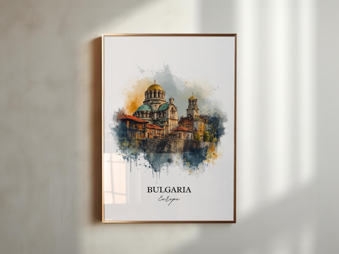 Bulgaria Sofia Golden Dome Church Watercolor Europe Travel Poster - Image 5