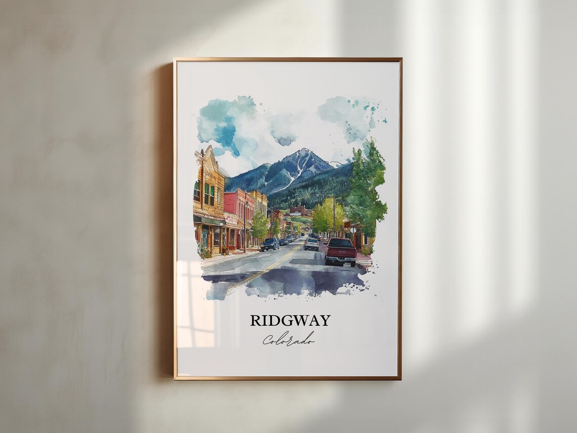 Ridgway Colorado Mountain Main Street Watercolor Travel Gift Poster - Image 4