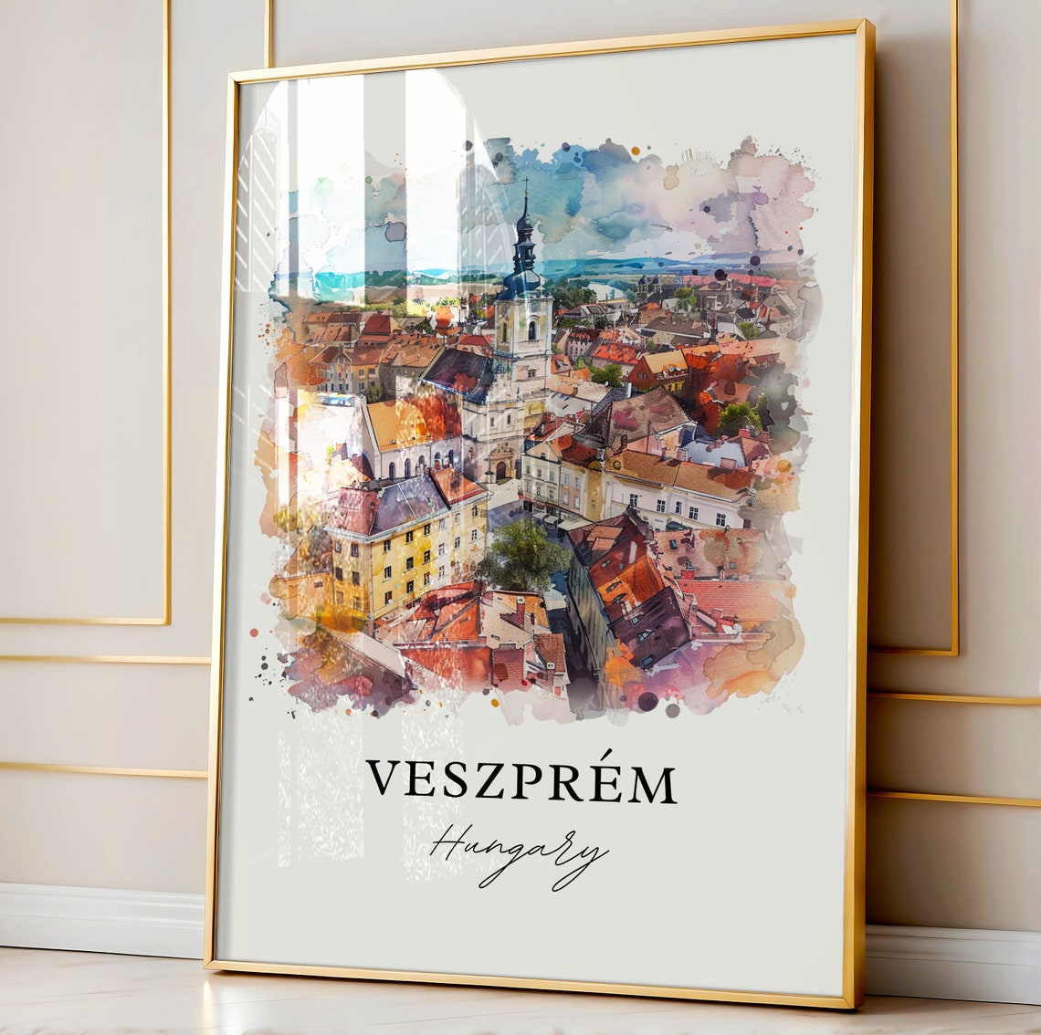 Veszprem Watercolor Travel Poster, Hungary Print - Image 4