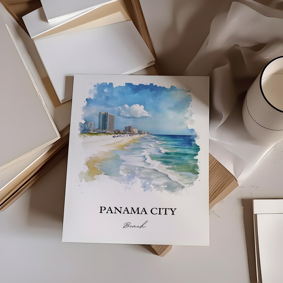 Panama City Beach Watercolor Travel Poster, Florida - Image 4