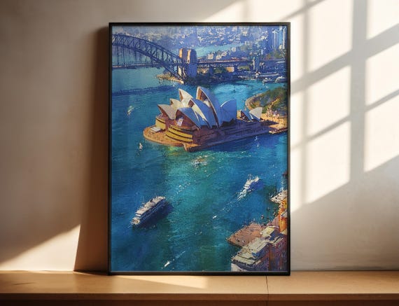Sydney Watercolor Art Australia Travel Print Artwork Decor Wall